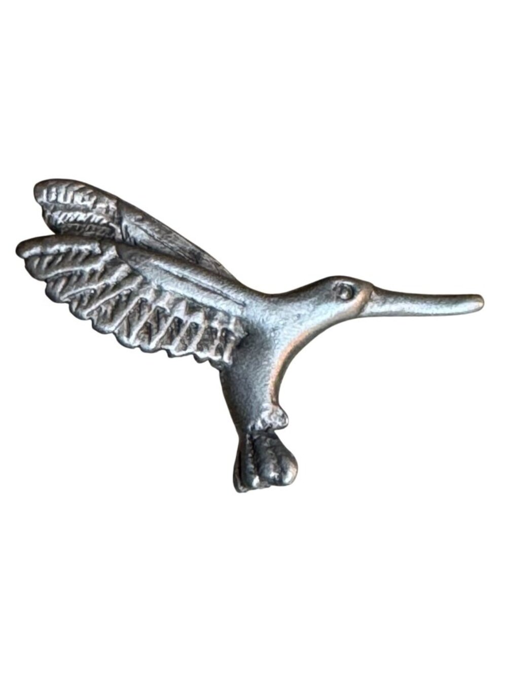Vintage Hummingbird Metal Lapel Pinback Circa 1960-1970 Detailed Textures - Picture 5 of 10